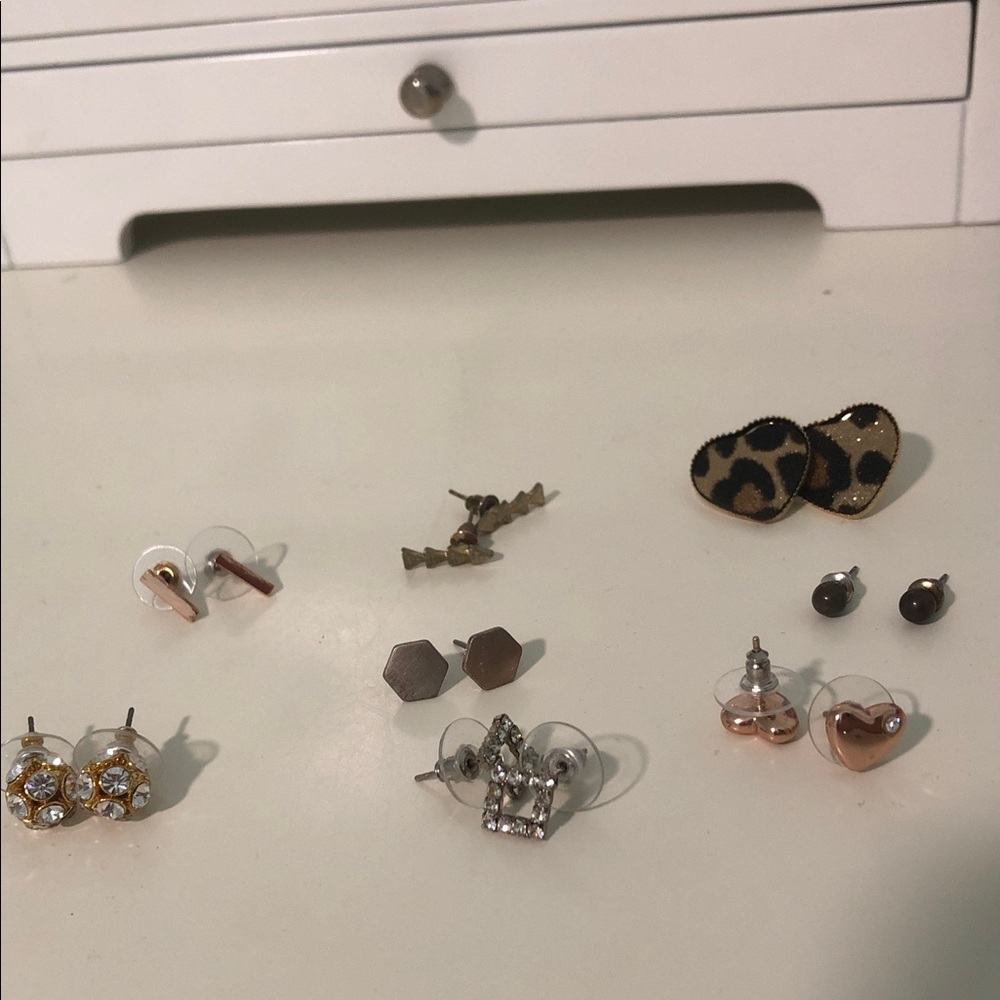 Mixed Stud Earring Set - Gold, Rose Gold, Silver, Leopard